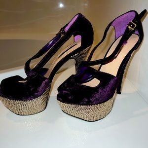 Beautiful purple velvet stiletto heels